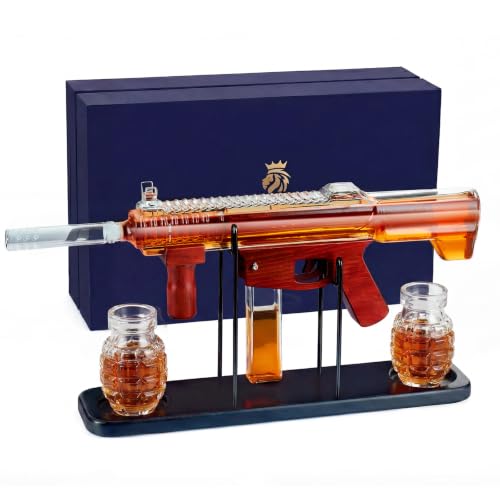 Kollea Transparent Cool Whiskey Decanter Gift Set with Grenade Glasses