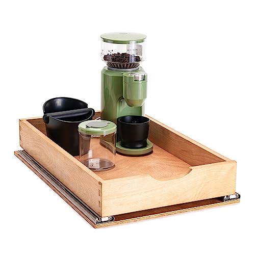Pull Out Kitchen Cabinet Drawer Organizer - Fully Assembled Beech Wood, 11”W x 21”D Variation
