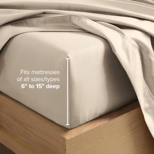Bare Home Queen Bed Sheet Set 1800 Ultra-Soft Sand - Fits Mattresses 6-15"