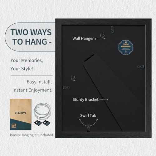 Black 8.5x11 Picture Frame 3 Pack - Wooden Photo Frame with Glass - Wall & Table Display - Variations of THIS listing