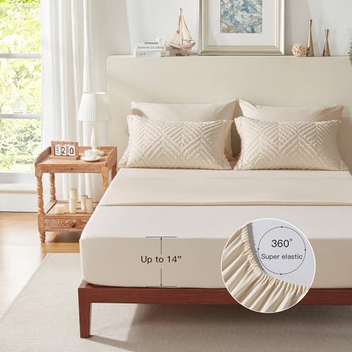 Zzlpp Queen Comforter Set 7 Piece Beige Bed in a Bag - Queen, All Season Cozy Bedding with Tufted Design