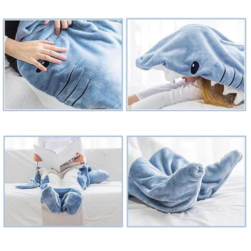 Kids Shark Blanket Hoodie - Fun Shark Pajamas for 53-57 Inch Height (M)