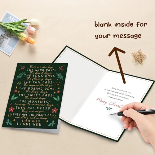 Gevinna Warm Holiday Wishes Romantic Christmas Card for Him & Her – 8.1 x 5.3 in (Warm Holiday Wishes)
