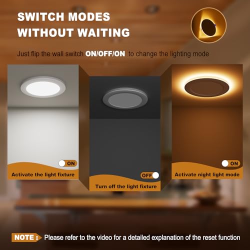 White 6 Inch Recessed Light with Night Light - 5 CCT Dimmable 1080LM