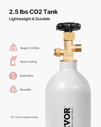 2.5 lb Aluminum CO2 Tank with CGA320 Valve for Beer & Soda Dispensing