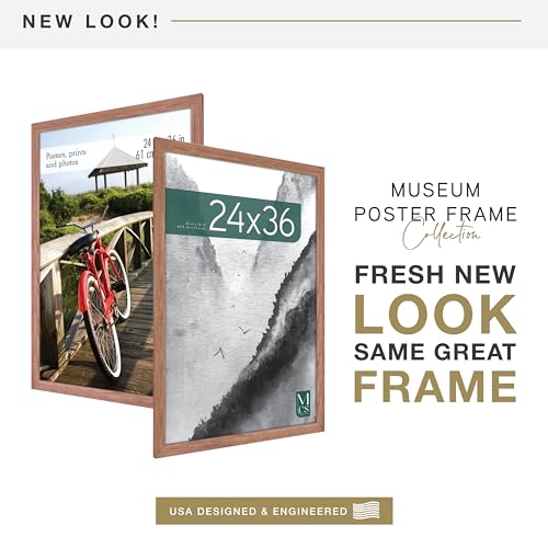 MCS Museum Poster Frame 24x36 Inch Medium Oak Woodgrain 1-Pack
