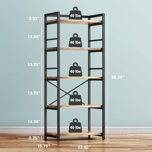 Denkee 5-Tier Bakers Rack for Kitchen with Storage, Industrial