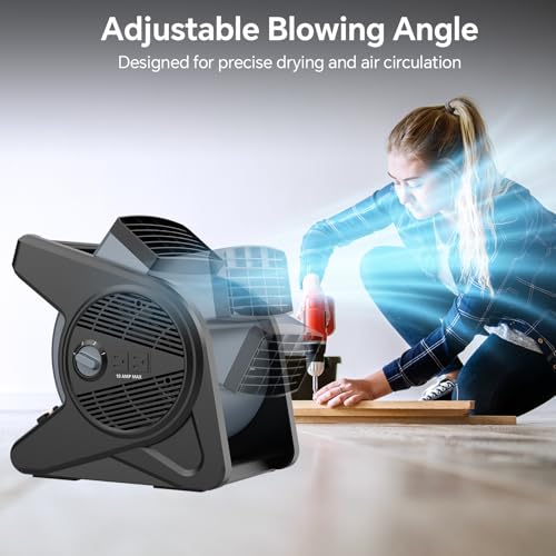 Grey Shinic 15-Inch High Velocity Fan with 375 CFM, 3-Speed Air Mover & Portable Carpet Dryer