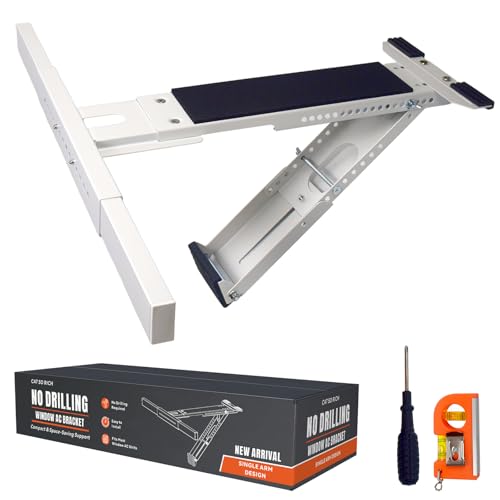 No Drill Window AC Bracket Support - Supports Up to 165 lbs, Adjustable for Small Windows - Variation of No Drilling, Up to 165lbs