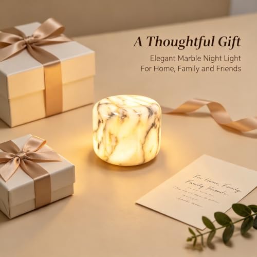 Natural Marble Lamp Cordless Pat Control Night Light Rechargeable