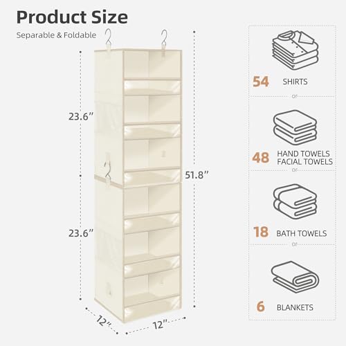 Storage Maniac Beige 6-Shelf Hanging Closet Organizer - Separable & Collapsible
