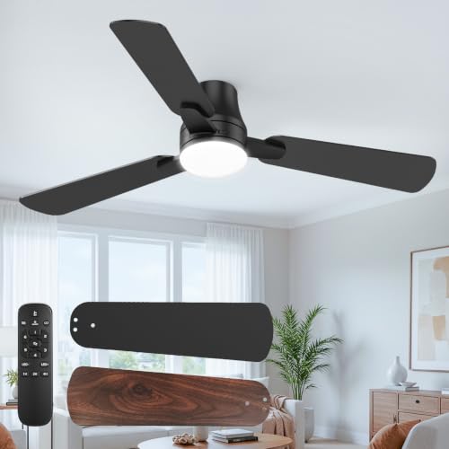 Vemaller 42'' Black Ceiling Fan with Lights & Remote - Easy Assembly, Reversible Blades