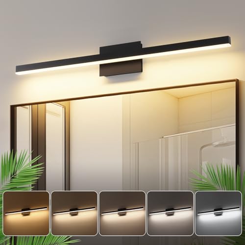 Dimmable 39.37 Inch Bathroom Vanity Light Bar with 5 CCT Colors - Black - Over Mirror Modern LED Fixture