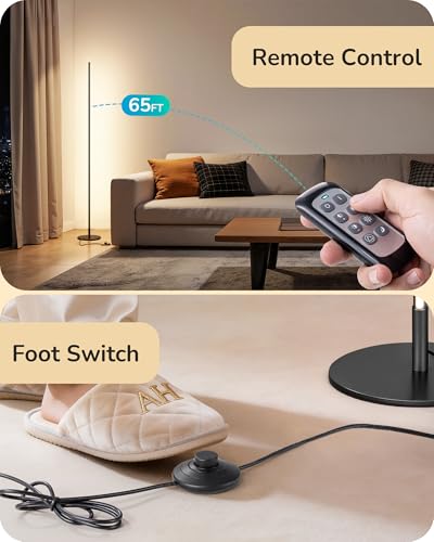Black 2 Pack 57.5-Inch Dimmable Floor Lamp with Remote & 7 CCT Options