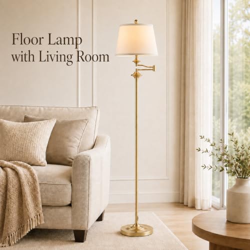Wio-Mio Vintage Gold Floor Lamp with Adjustable Swing Arm and Remote Control