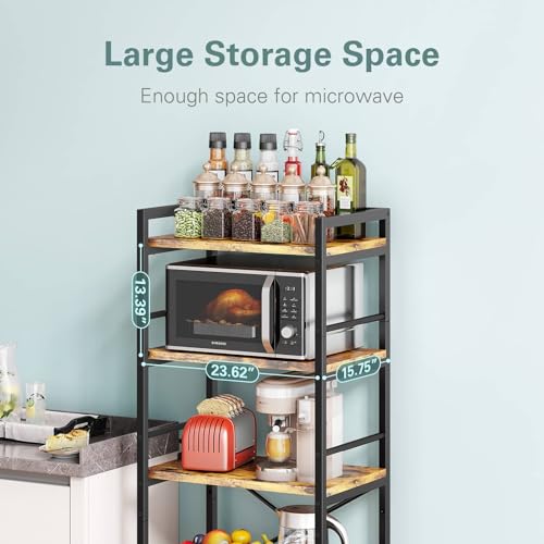 Denkee 5-Tier Bakers Rack for Kitchen with Storage, Industrial