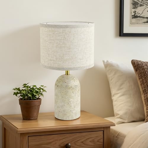 GyroVu Beige Resin Table Lamps Set of 2 - 18-Inch Bedside & Living Room Lighting