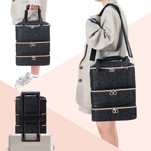 Large Capacity Nail Polish Organizer Bag Holds 84 Bottles with Handle - Black, XL 11x9.5x13 in