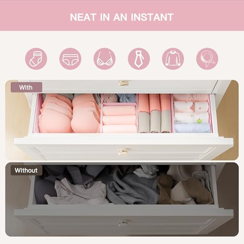Pink Drawer Organizer Clothes Set 10 Pack - Foldable Closet Dividers for Baby & Kids