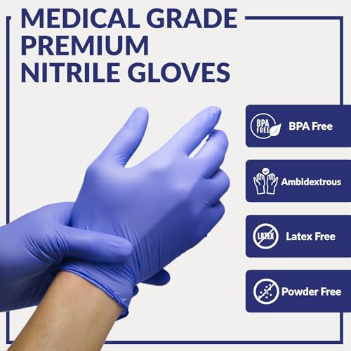 Klex Nitrile Exam Gloves Medium 10 Pack - Powder-Free, Food Safe, Latex-Free, Lavender Medical Gloves