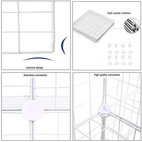 White 9-Cube Wire Storage Organizer - Modular Metal Shelving for Home & Office