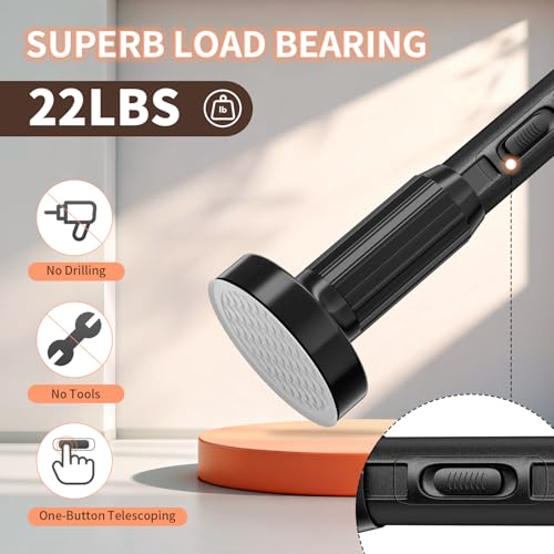 Treije Black Adjustable Tension Curtain Rod 41-173 Inches No Drilling Heavy Duty