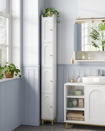 White 4-Tier Narrow Tall Storage Cabinet for Small Spaces - 7.9 x 7.9 x 70.9 Inches
