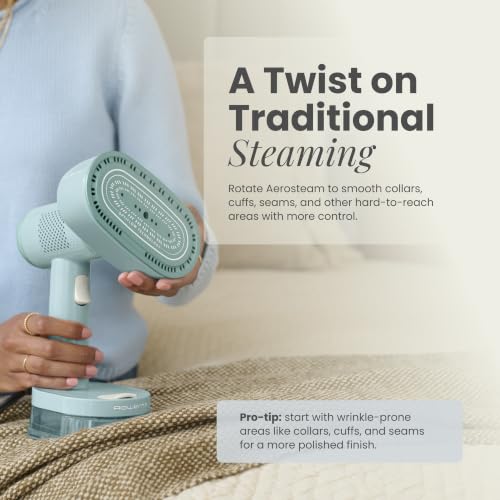Rowenta AeroSteam Twist Handheld Clothes Steamer with Fabric Grip - Blue / Suction