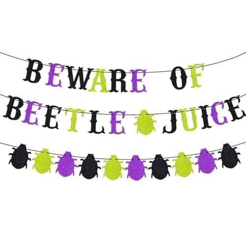 Beetle Birthday Party Banner Decorations, Halloween Christmas Glitter Beetle Themed Party Banner Supplies, Xmas Birthday Baby Shower New Year Holiday Party Banners Decor