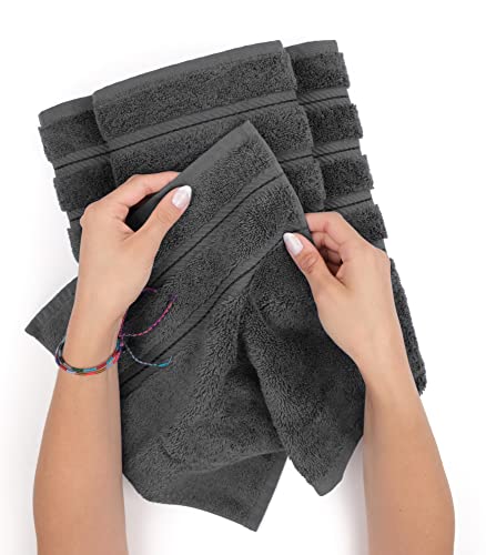 American Soft Linen Dark Gray 100% Cotton Turkish Bath Towels 4PC Set 27x54