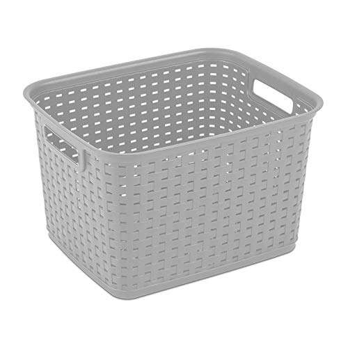 Sterilite Tall Weave Plastic Storage Baskets - Gray 6 Pack