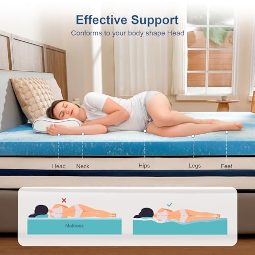 Queen Size Memory Foam Mattress Topper 3 Inch Cooling Gel Infused Bed Pad