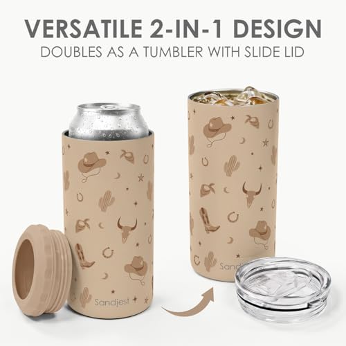 Cowgirl Brown 12oz Travel Mug - Stainless Steel Insulated Cup, Koozie Style Gift for Women