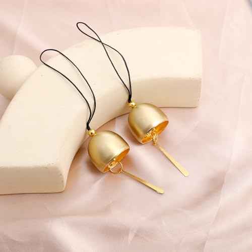 3Pcs Small Gold Plated Hanging Bells for Door Knob Window Home Pendant Wind Chime Camping Tent Fengshui Bell for Good Luck Wealth and Safe Window for DIY Christmas Tree Home Garden Hanging Decoration