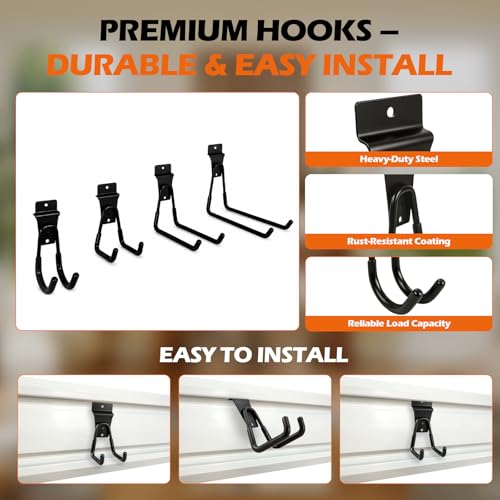 Lyrzzey Black Heavy-Duty Metal Utility Wall Hooks 10 Pack for Gladiator GearTrack & GearWall