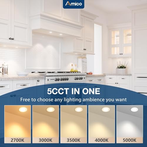 6 Pack 2 Inch Dimmable LED Recessed Ceiling Lights with 5 CCT Slim Canless Design