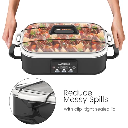 INDY VAC 4 Qt Programmable Slow Cooker with Ceramic Baking Dish - Black
