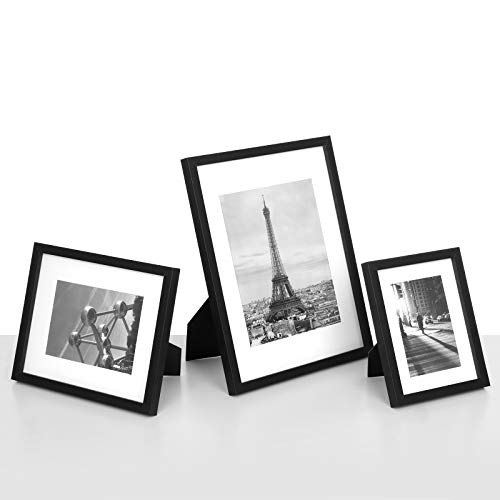 SONGMICS Gallery Wall Frame Set of 7 - Black, 11x14, 8x10 & 6x8 Sizes with Mats