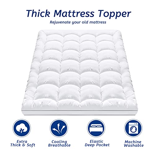 Twin XL Mattress Topper for Back Pain, Cooling Extra Thick Pad Cover