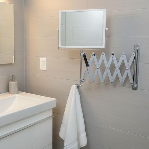Wall-Mounted Makeup Mirror with 5X Magnification, Swivel, Chrome Finish
