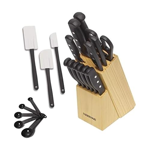 Farberware 22-Piece Knife Block Set - Never Needs Sharpening, High Carbon Stainless Steel