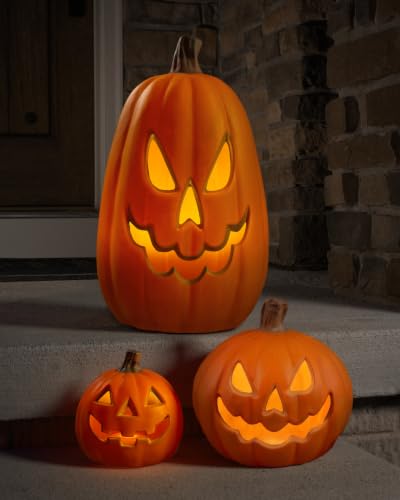 Xodus Battery Operated LED Pumpkin Jack-O-Lantern - Medium 8.5-inch 2-Pack Halloween Decor