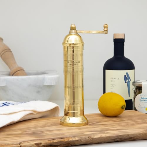 European Brass Salt Mill - 8-Inch Refillable Hand Coffee Grinder