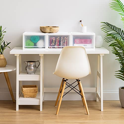 3 Pack Stackable Plastic Storage Drawers - 14 Qt. White Dorm & Home Organization