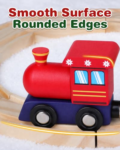 Red-Train Advent Calendar 2026 for Kids Wooden Magnetic Train Set with Tracks