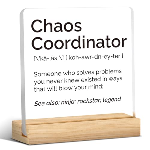 AACQQ Chaos Coordinator Appreciation Acrylic Sign - Thank You Gift for Boss, Nurse, Teacher, Manager, Family, Women & Men