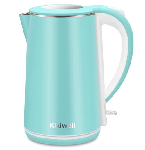 Electric Kettle Stainless Steel for Boiling Water, Double Wall Hot Water Boiler Heater, Cool Touch Electric Teapot, Auto Shut-Off & Boil-Dry Protection, 120V/1200W, 1.8Liter, 2 Year Warranty(Sky Blue)