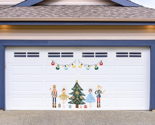 14Pcs Christmas Garage Magnet Stickers Set - Colorful Nutcracker & Tree Decorations