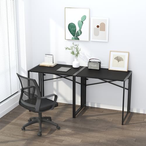 Foldable Computer Desk 32 Inch - Space Saving, Black, No Assembly