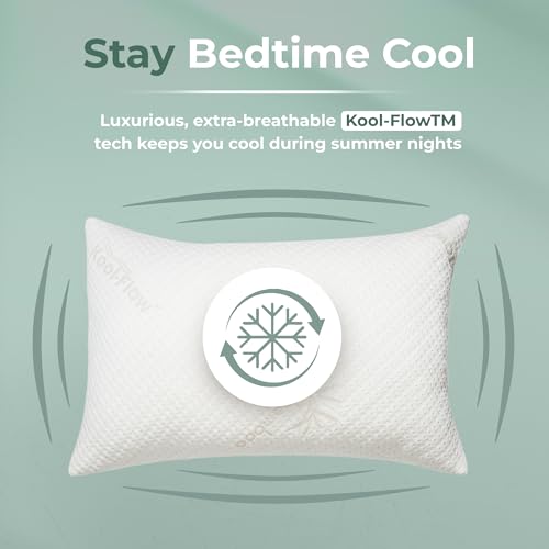 Snuggle-Pedic Standard Cooling Memory Foam Pillow with Gel Infusion - Support for Side Sleepers, Pregnancy, Travel